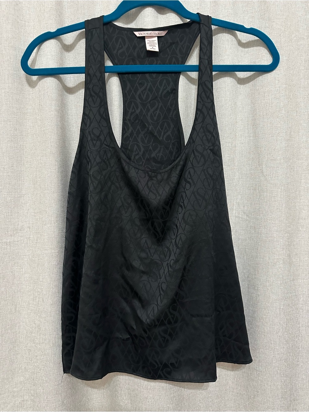 Victoria's Secret Satin Black Racerback Tank Top size Medium